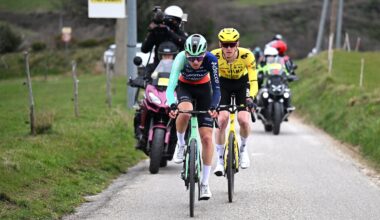 Paul Seixas (Decathlon CMA CGM) en route to dropping Matteo Jorgenson (Team Visma - Lease a Bike) in the Faun-Ardeche Classic (Photo: Billy Ceusters/Getty Images)