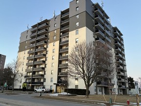 The apartment building on Queen Frederica Dr. in Mississauga, Ont., where Mezhgan Aini lived.