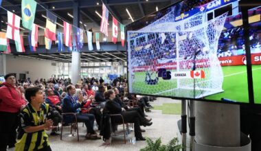 Soccer fans in Toronto mark 100 days until the FIFA World Cup kickoff