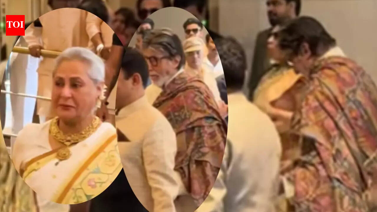 Jaya Bachchan is all smiles, twins in white with Amitabh Bachchan at Arjun Tendulkar's wedding - WATCH VIDEO | Hindi Movie News