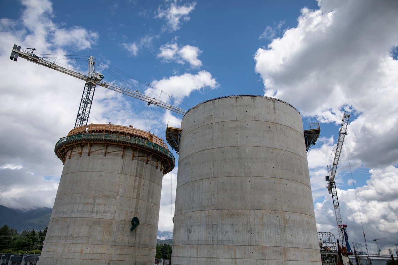 Two large concrete stacks.