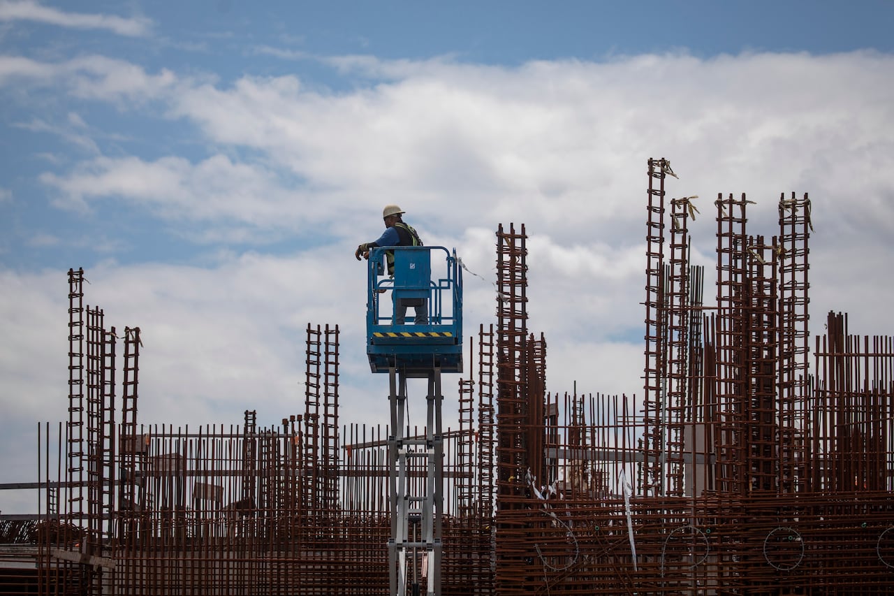 Construction workers are pictured working on the North Shore Wastewater Treatment Plant in North Vancouver Vancouver, B.C., on Friday, June 14, 2024.