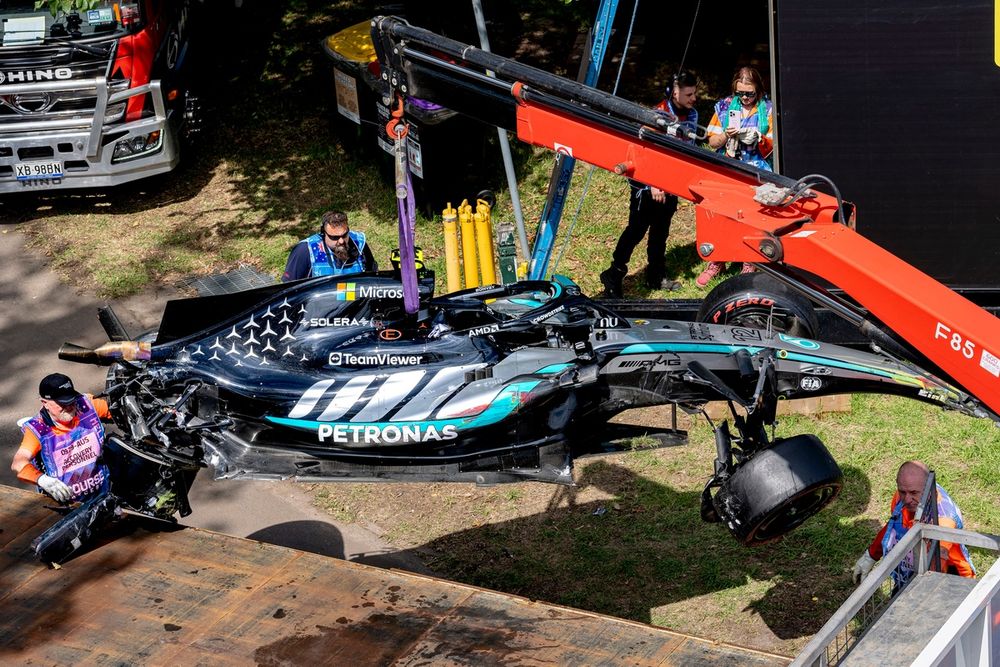 Car of Andrea Kimi Antonelli, Mercedes after his crash