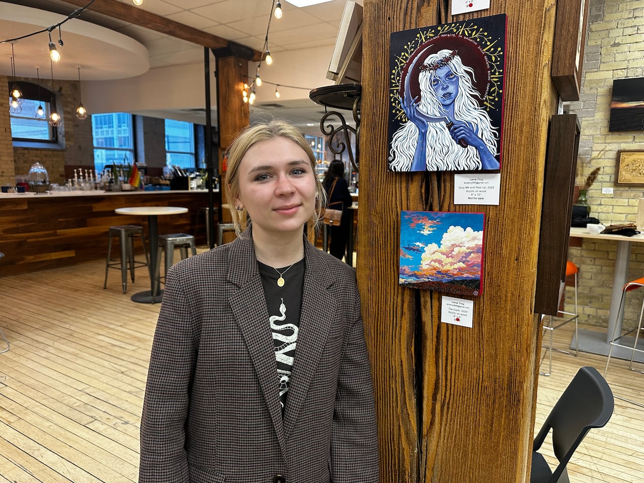 Ukrainian artist Lena Troy has focused her work on the roles women have played during Russia's invasion of her country. Once the war is over, she plans to continue her art series highlighting the freedom coming from struggle. 