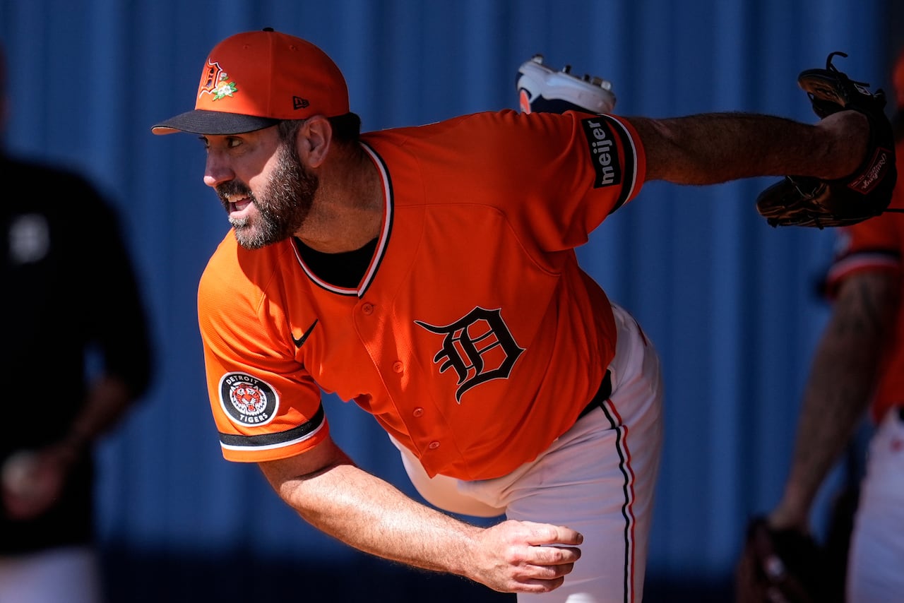 A baseball player working during a spring training workout