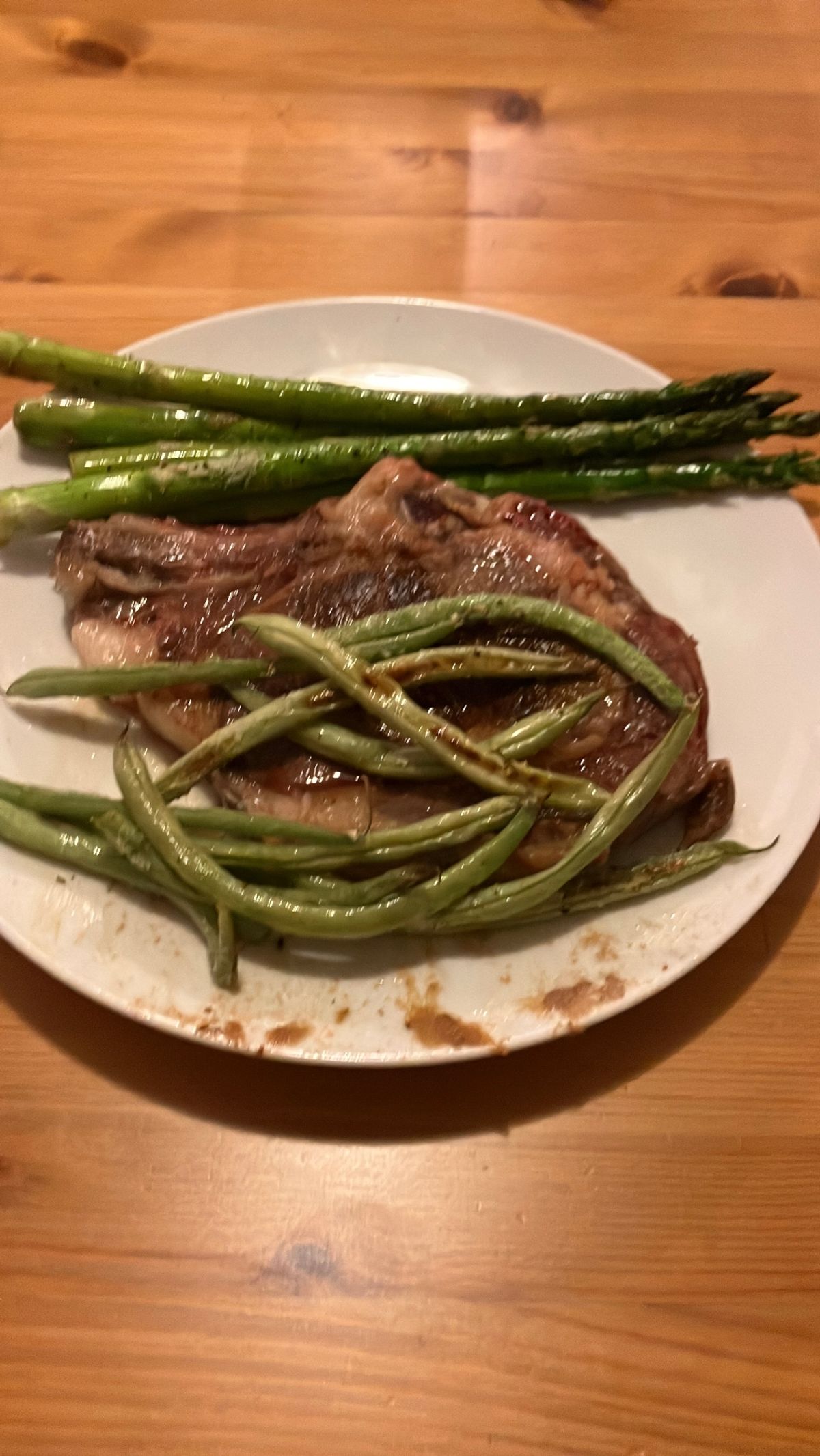Dinner was the same every night, steak, asparagus and green beans