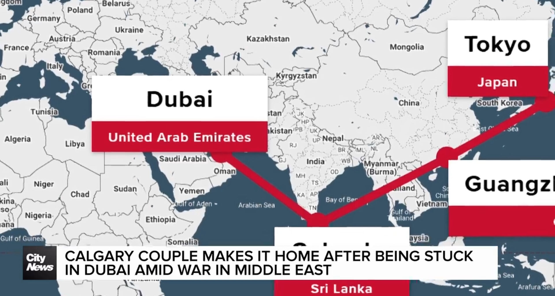 Calgary couple makes it home after being stuck in Dubai amid war in Middle East