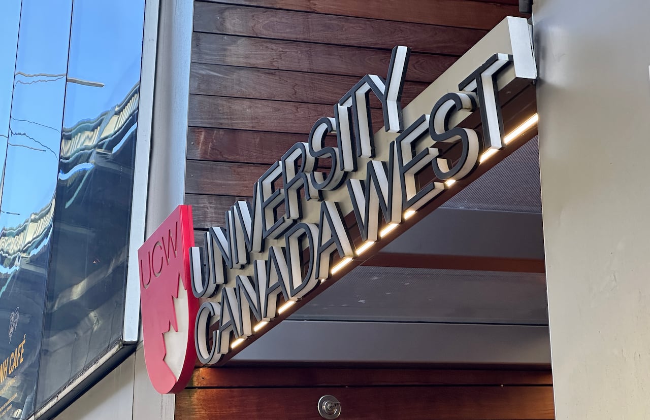 Sign on building reading 'University Canada West'