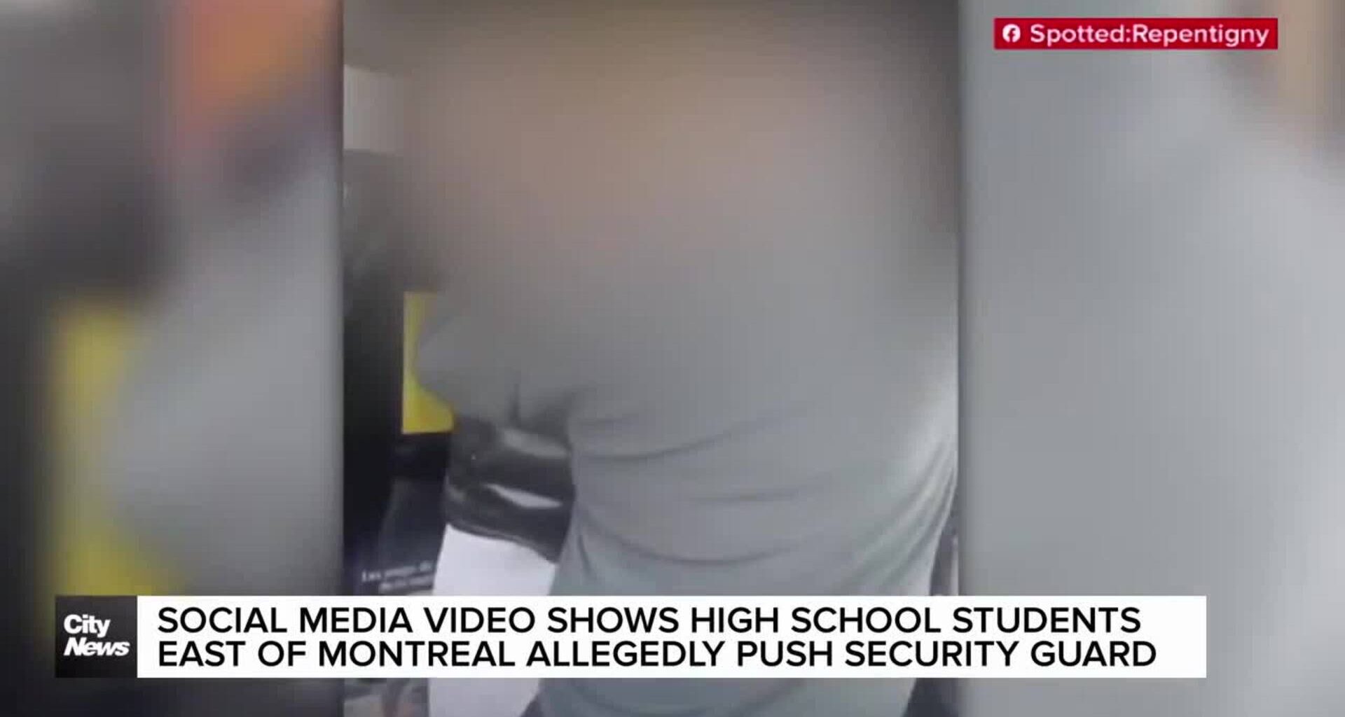 Video shows students east of Montreal allegedly push security guard
