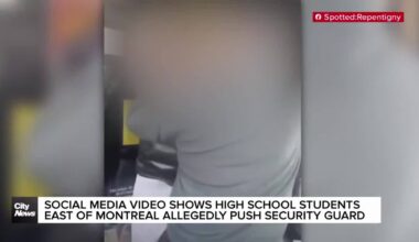 Video shows students east of Montreal allegedly push security guard