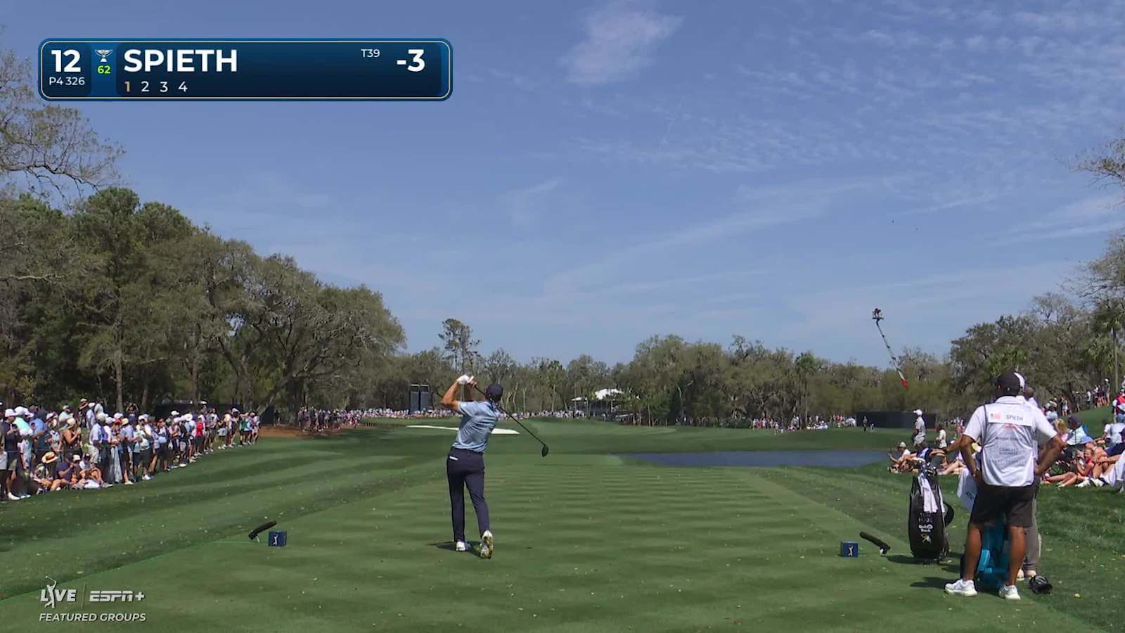 Jordan Spieth drives the green and converts for birdie at THE PLAYERS