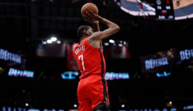 Houston Rockets forward Kevin Durant (7) shoots the ball.