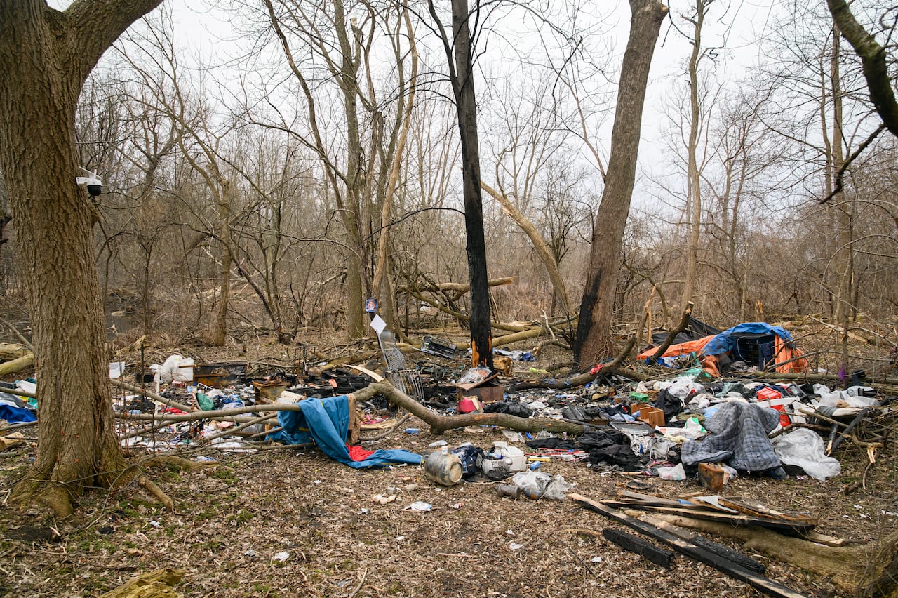 Garbage at Watson Street Park encampment