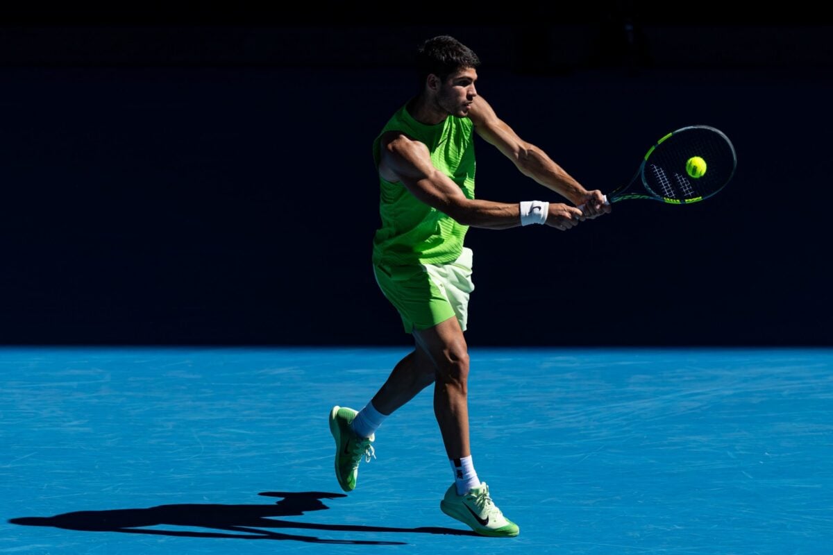Carlos Alcaraz in action ahead of ATP Indian Wells.