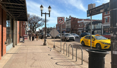 The corner of Whyte Avenue and Calgary Trail on a sunny day.