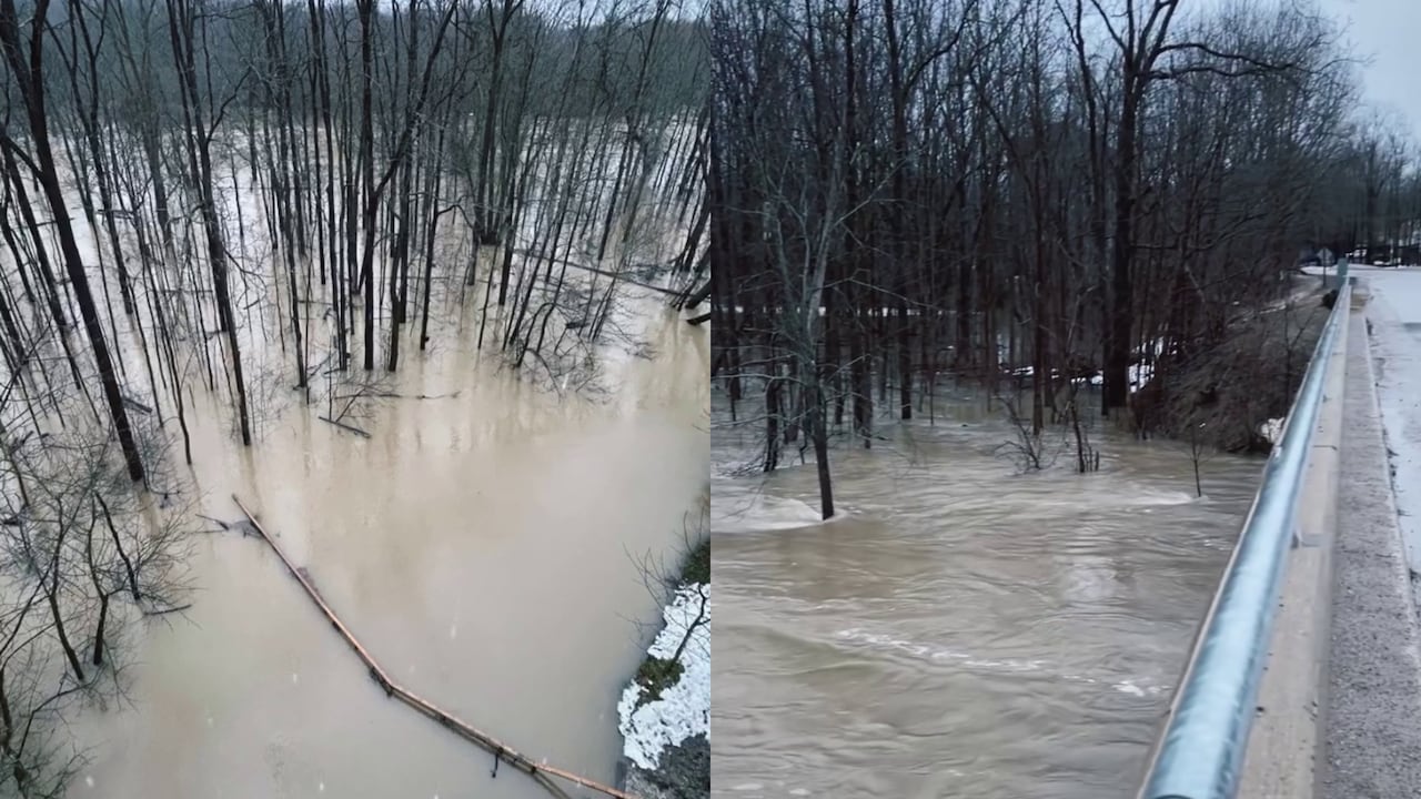 On the left, a look at the significant flooding behind the Paisley Mill, which Cubitt and his wife have owned for five years. On the right, a view of the Teeswater River from Bruce Road 1. The mill property backs onto a floodplain of the Teeswater Ri