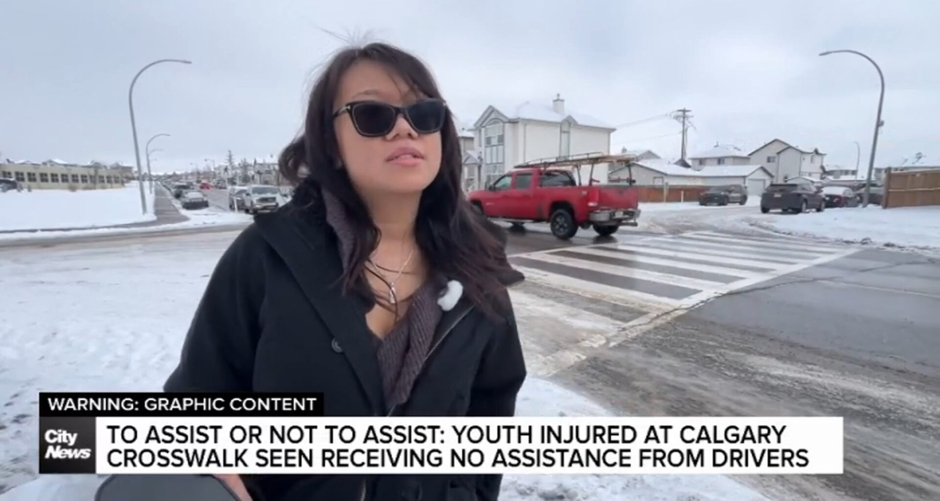 Youth injured at Calgary crosswalk seen receiving no assistance from drivers