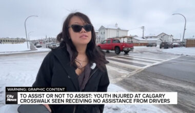 Youth injured at Calgary crosswalk seen receiving no assistance from drivers