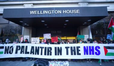 A 2023 protest against the NHS-Palantir contract outside NHS England's headquarters in central London. File pic: PA
