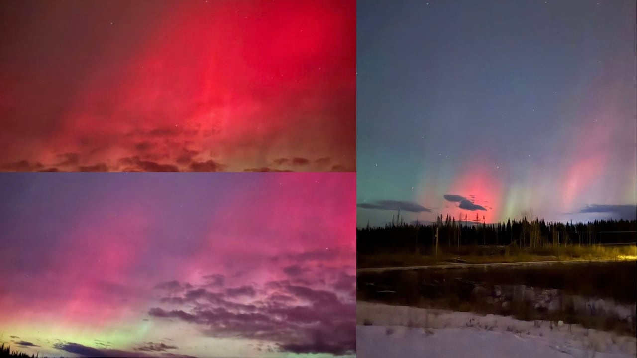 Pictures of red Arora Borealis