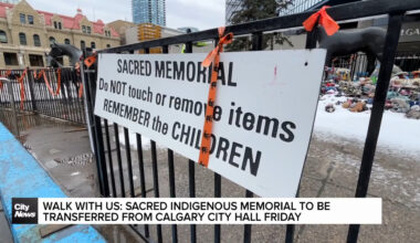 Sacred Indigenous memorial to be transferred from Calgary city hall Friday
