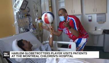 Harlem Globetrotter visits Montreal Children's Hospital
