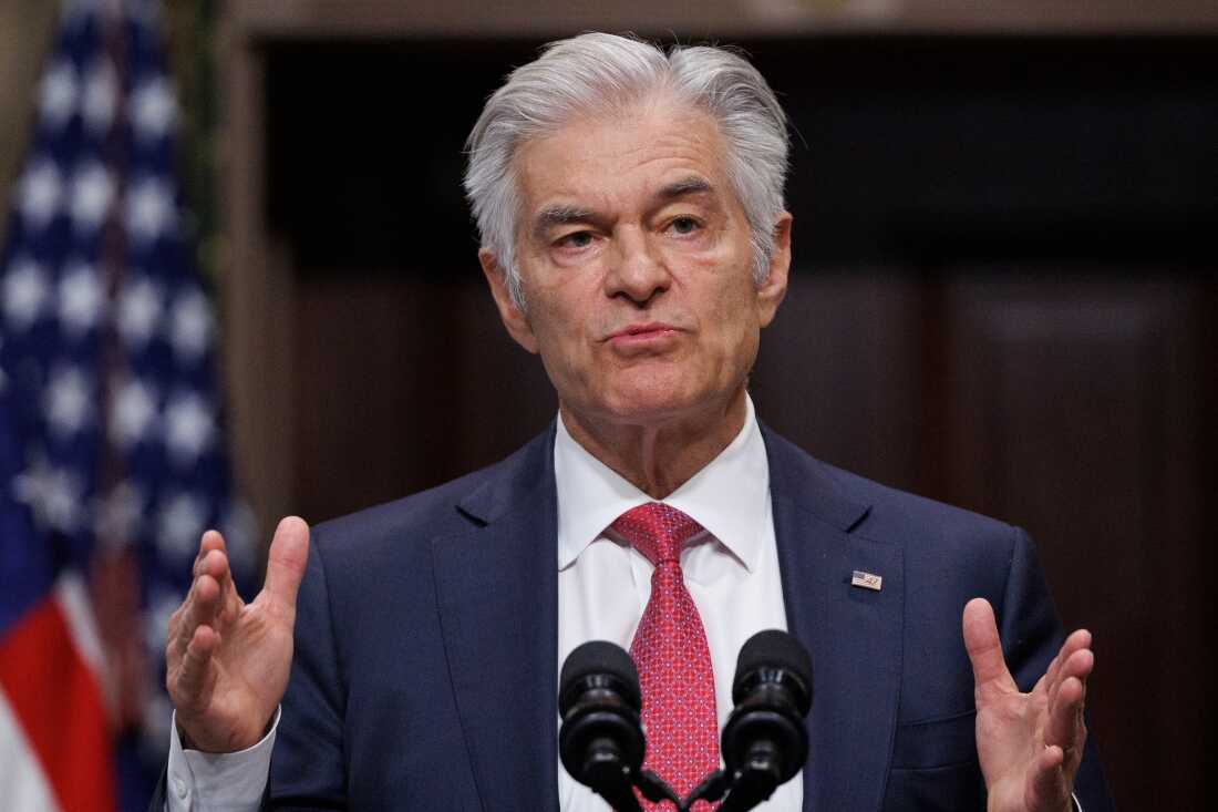 Administrator for the Centers for Medicare & Medicaid Services Dr. Mehmet Oz speaks during a news conference on efforts to combat fraud, at the White House on Feb. 25, 2026.