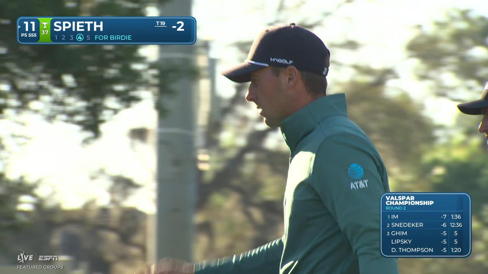 Jordan Spieth sinks 29-foot birdie putt on No. 11 at Valspar