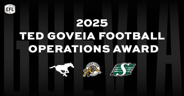 CALGARY, HAMILTON AND SASKATCHEWAN NAMED FINALISTS FOR TED GOVEIA FOOTBALL OPERATIONS AWARD