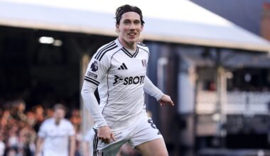 Harry Wilson celebrates after scoring give Fulham a 2-1 lead against Burnley
