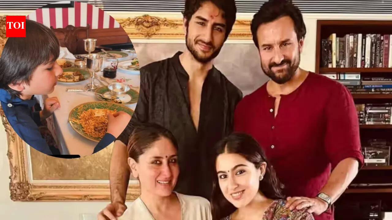 Saif Ali Khan, Kareena Kapoor Khan's son Taimur enjoys Biryani on Eid, Ibrahim Ali Khan gives a sneak peek into the celebrations | Hindi Movie News