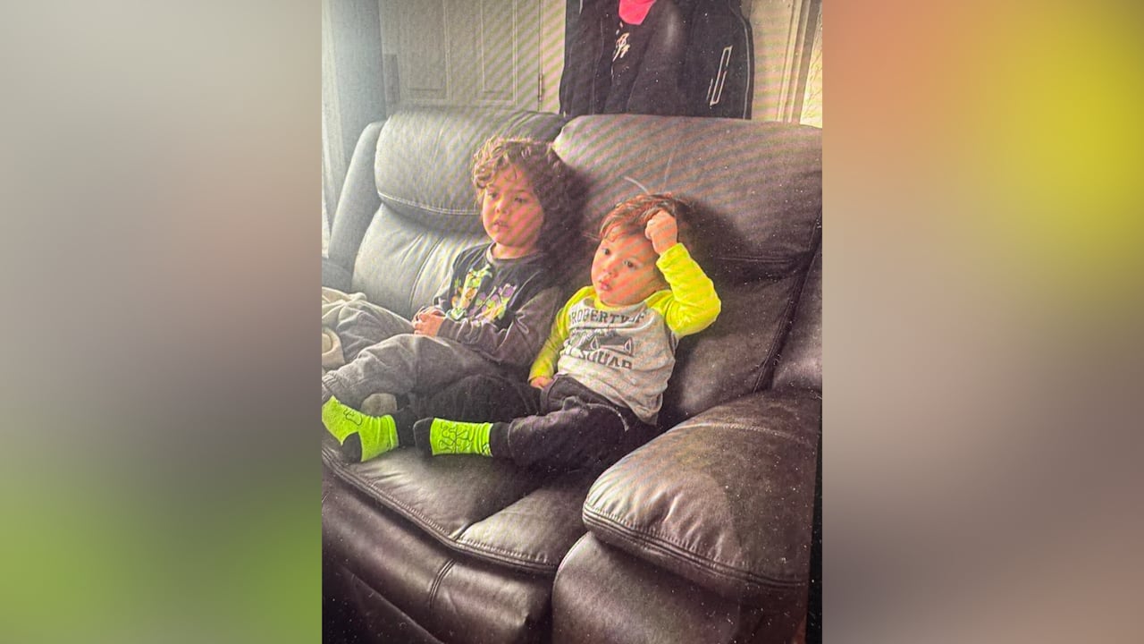 two children on couch