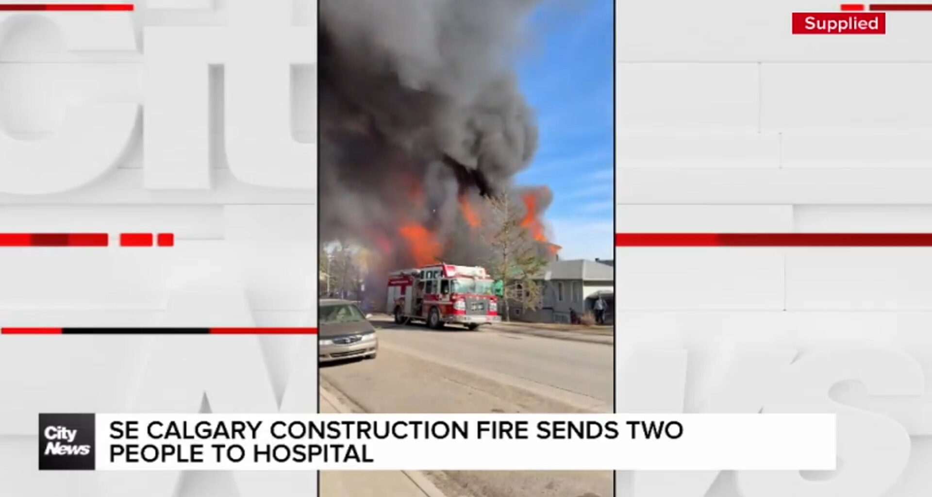 SE Calgary construction fire sends two people to hospital