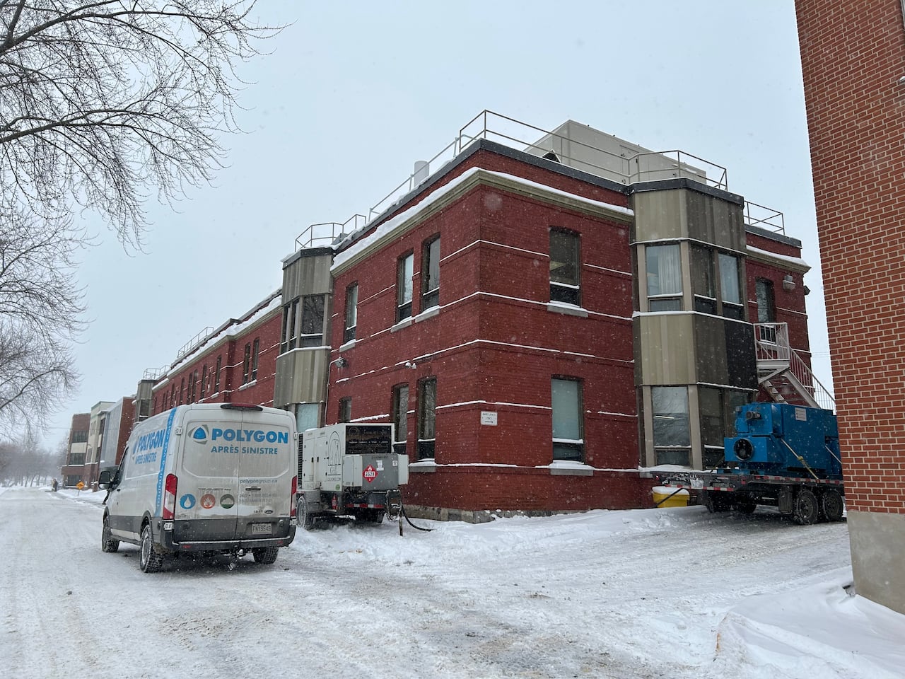 The exterior of the Douglas Mental Health University Institute on a snowy day. 