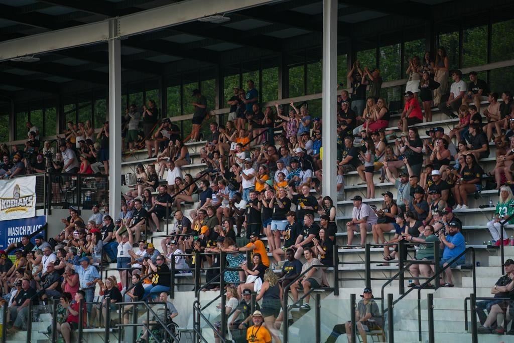 a crowd of people in a grandstand