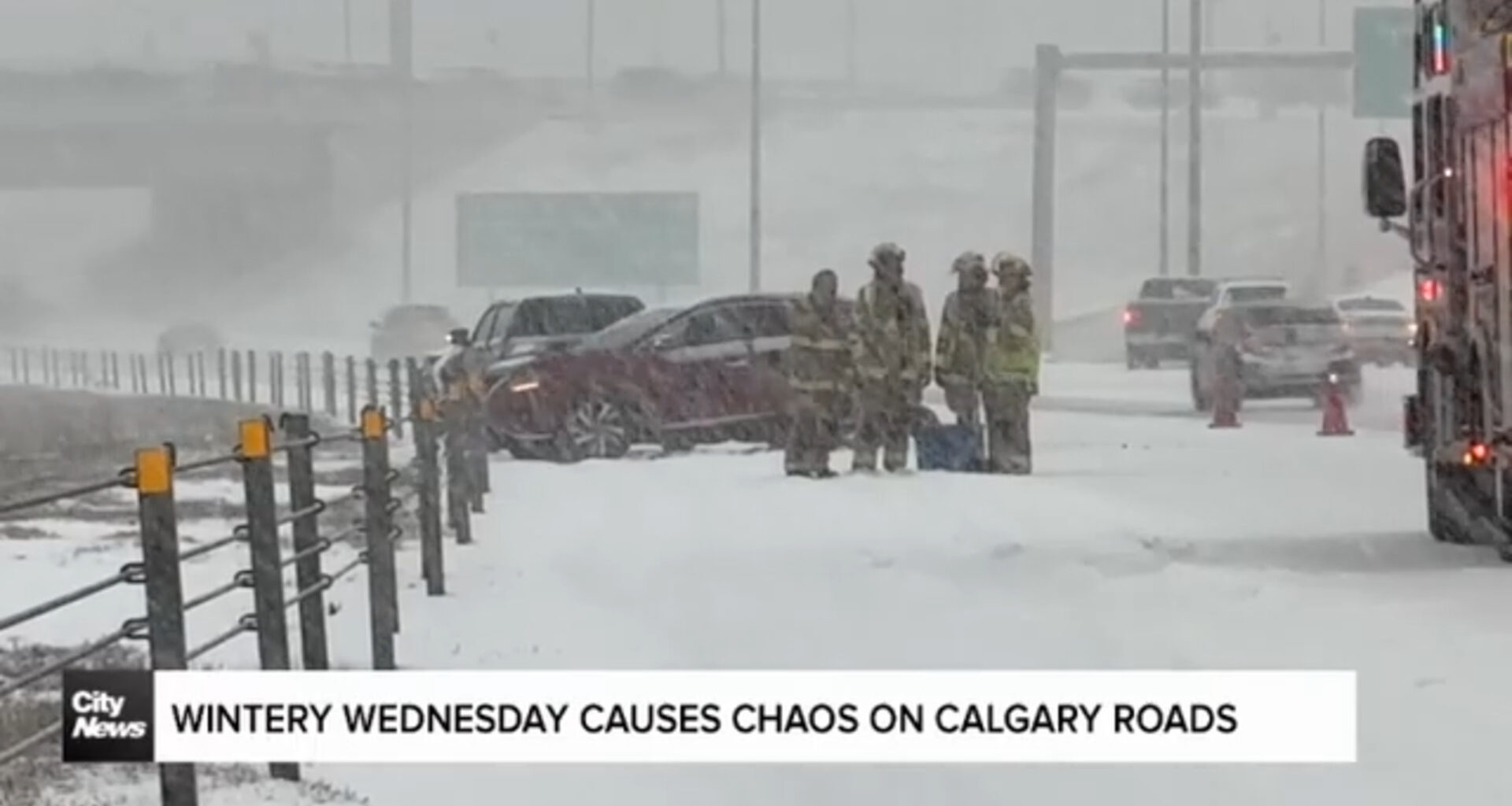 Wintery Wednesday causes chaos on Calgary roads