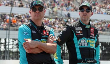 Chris Gabehart and Denny Hamlin of Joe Gibbs Racing at Pocono