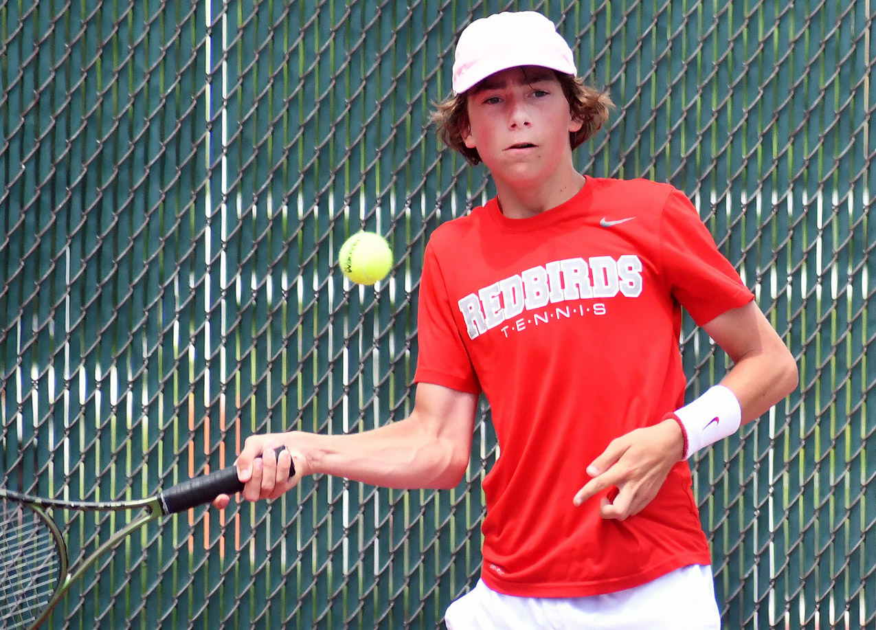 Sophomore Carter Hanebutt has emerged as the No. 1 singles player for Alton's boys tennis team this season. Hannebut, who made the leap to the top spot from No. 6 singles last season, won his opener Thursday in Alton's 8-1 win over Greenville. 