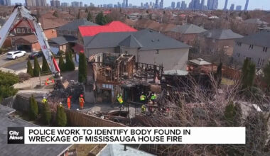 Police work to identify a body found in the wreckage of a Mississauga House explosion