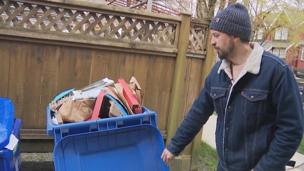 Overflowing recycle bins for some Vancouver buildings as collection lags