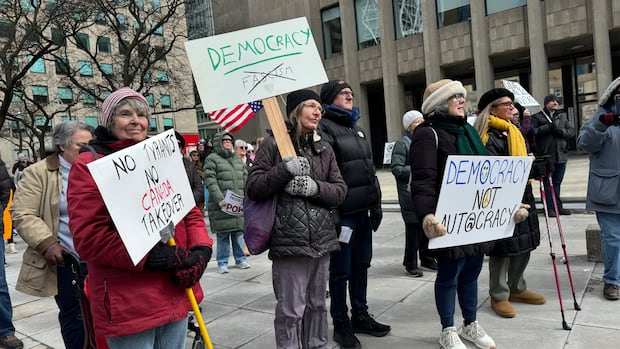 Hundreds join 'No Kings' protest outside U.S. consulate in Toronto