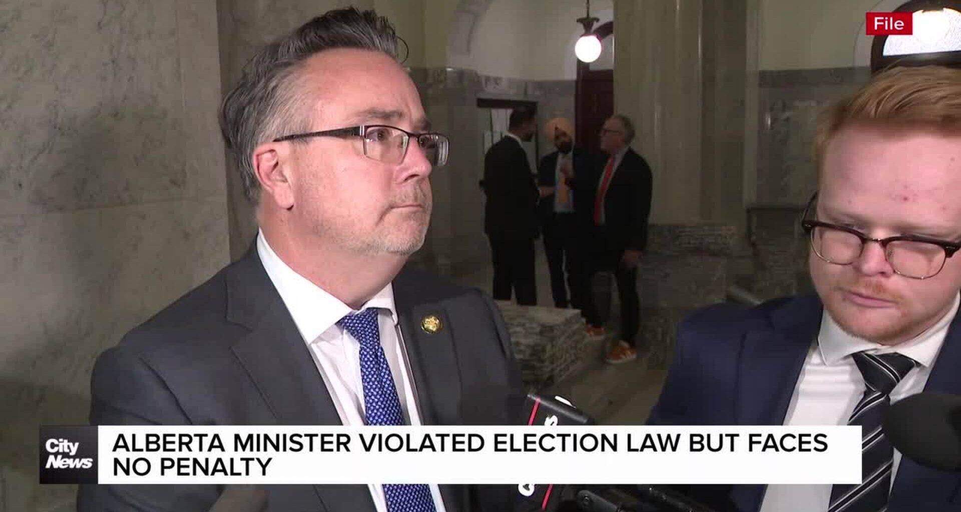 Alberta minister violated election law but faces no penalty