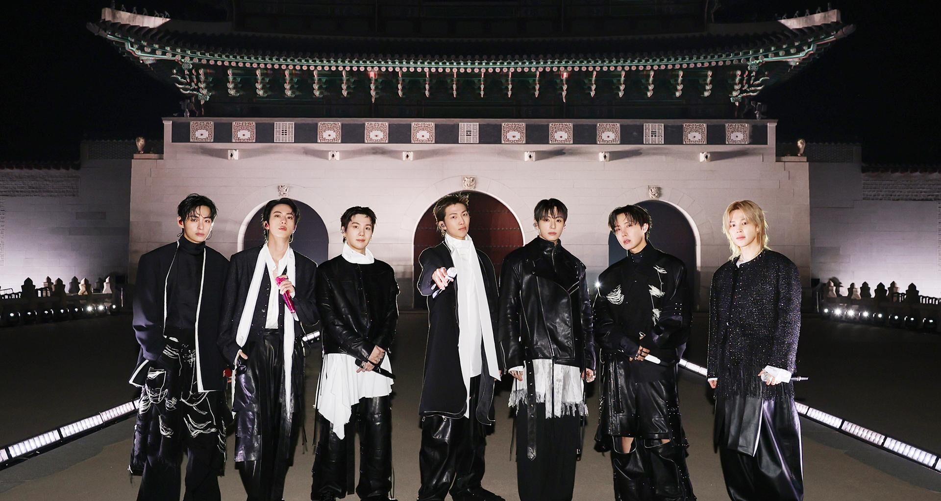 The members of BTS pose during the group