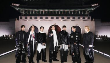 The members of BTS pose during the group