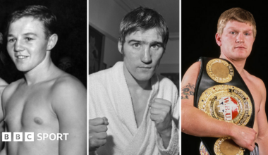 A split picture of Terry Spinks, Jimmy Review and Ricky Hatton during their boxing careers