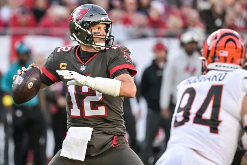 Former star quarterback Tom Brady (L) spent his last three seasons with the Tampa Bay Buccaneers. File Photo by Steve Nesius/UPI