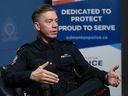 Edmonton Police Service (EPS) Chief Warren Driechel speaks with a reporter during a year end interview, in Edmonton Thursday Dec. 11, 2025.  