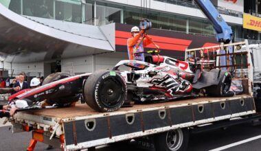 Oliver Bearman´s Haas-Ferrari after crash in the 2026 Japanese Grand Prix