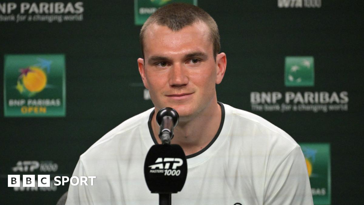Jack Draper speaks at a news conference at Indian Wells