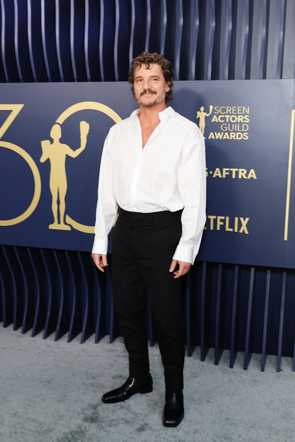 LOS ANGELES, CALIFORNIA - FEBRUARY 24: Pedro Pascal attends the 30th Annual Screen Actors Guild Awards at Shrine Auditorium and Expo Hall on February 24, 2024 in Los Angeles, California. (Photo by Amy Sussman/WireImage)
